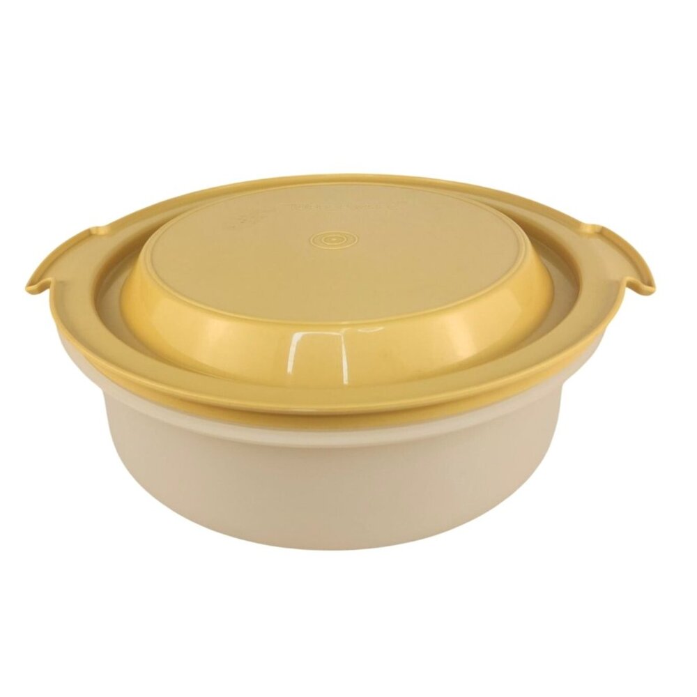 Vintage Tupperware 719 1 Cake Carrier Harvest Gold 10 Inch Round Made in USA